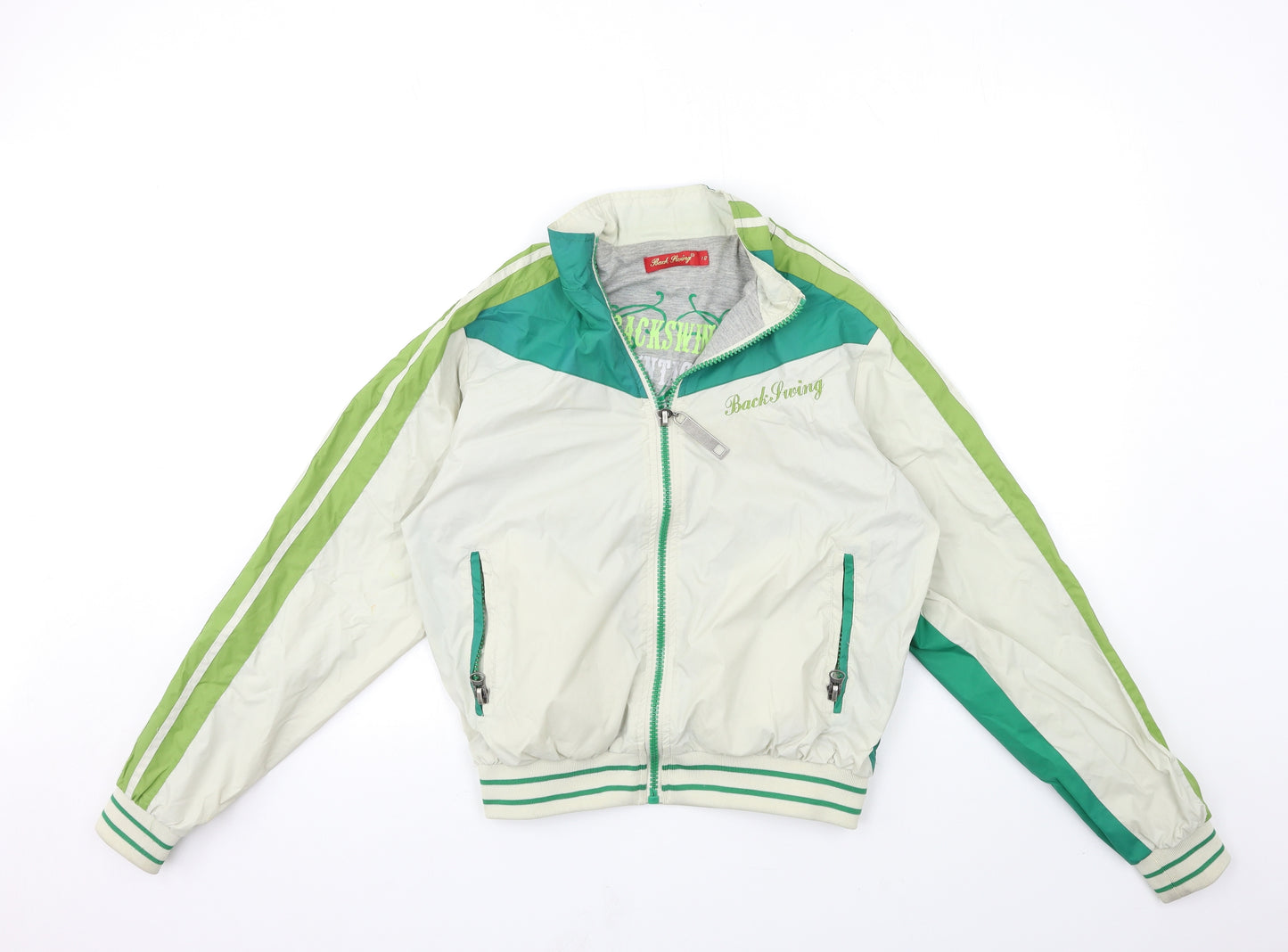 BACK FIRING Womens Beige   Bomber Jacket Coat Size 12