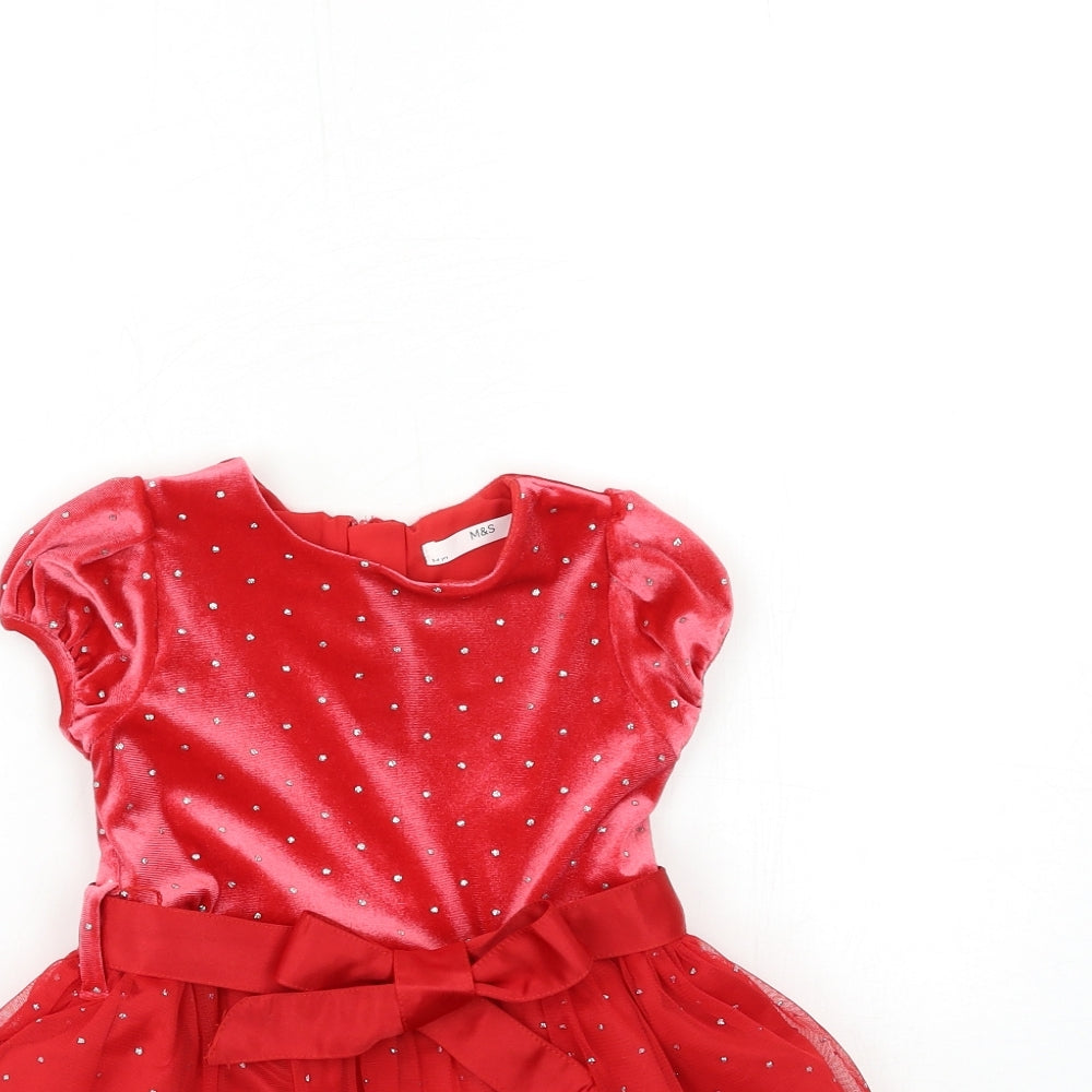 Marks and Spencer Girls Red   Tutu Dress  Size 3-4 Years