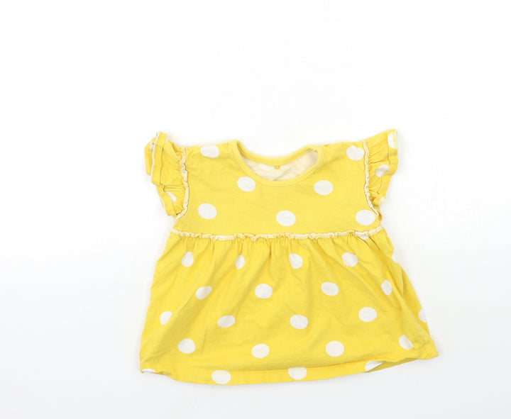 George Girls Yellow Polka Dot Basic T-Shirt Size 2-3 Years