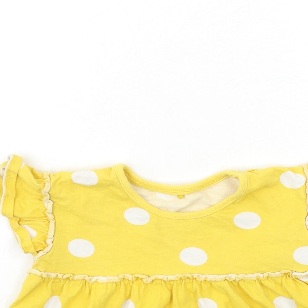 George Girls Yellow Polka Dot  Basic T-Shirt Size 2-3 Years
