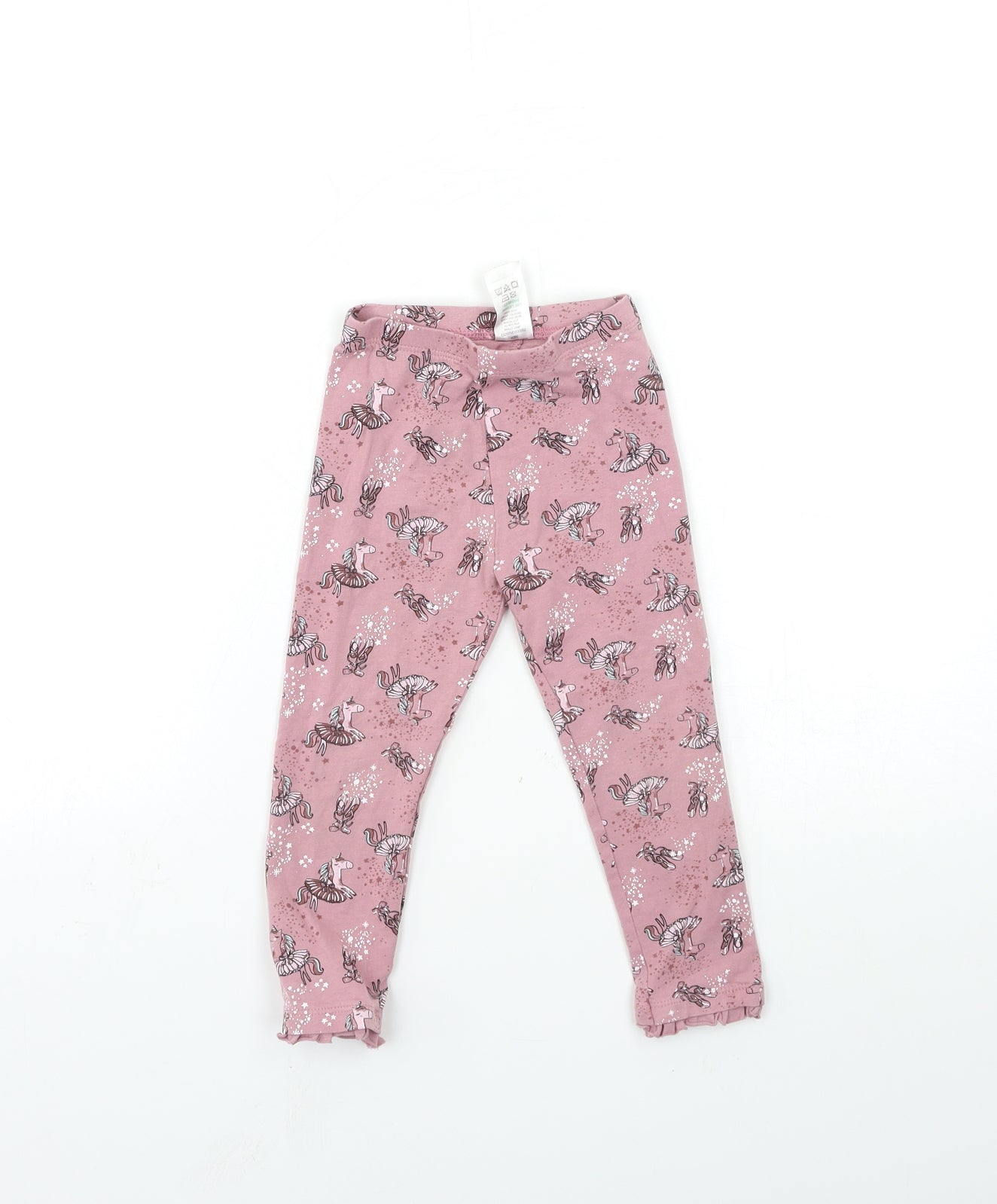 Matalan Girls Pink Geometric  Carrot Trousers Size 2-3 Years