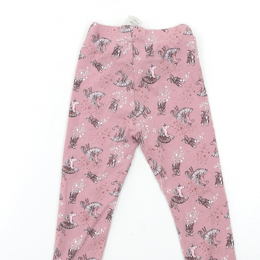 Matalan Girls Pink Geometric  Carrot Trousers Size 2-3 Years