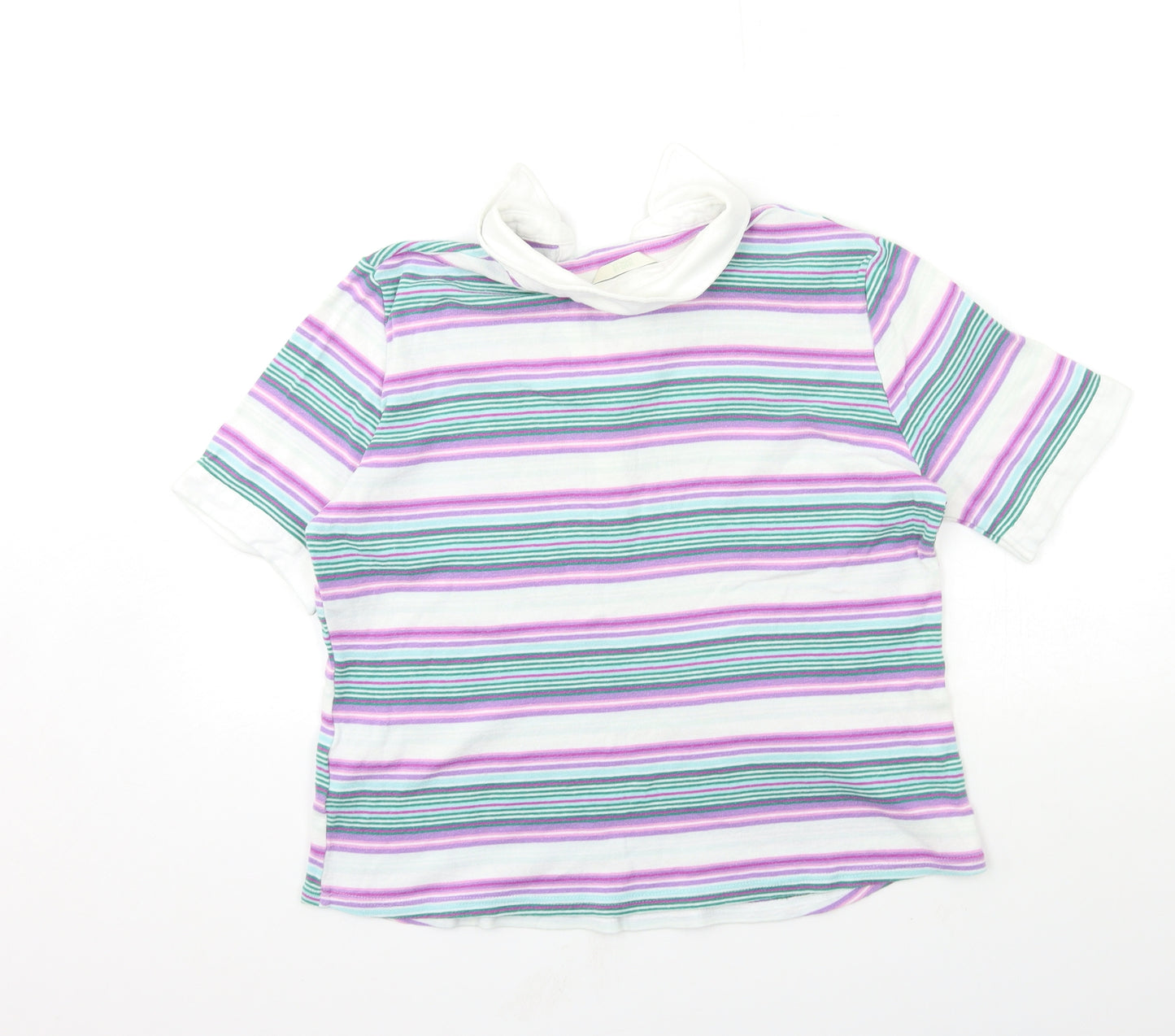 Marks and Spencer Womens Purple Striped  Basic Polo Size 12