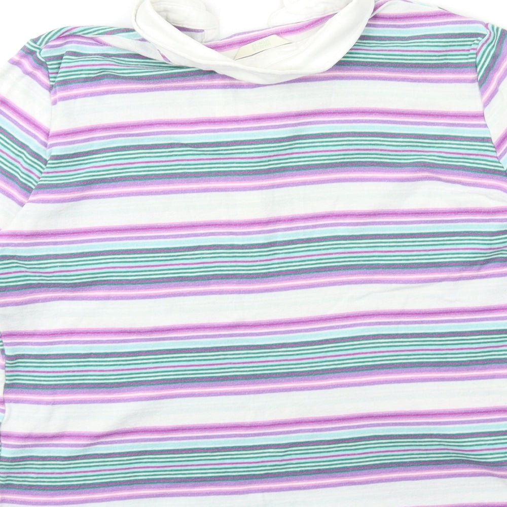 Marks and Spencer Womens Purple Striped  Basic Polo Size 12