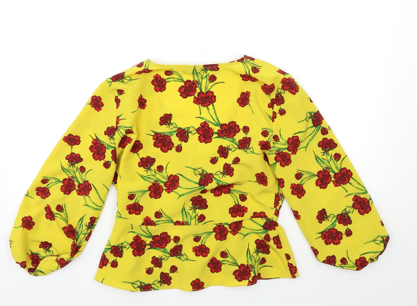 Topshop Womens Yellow Floral  Basic Blouse Size 8