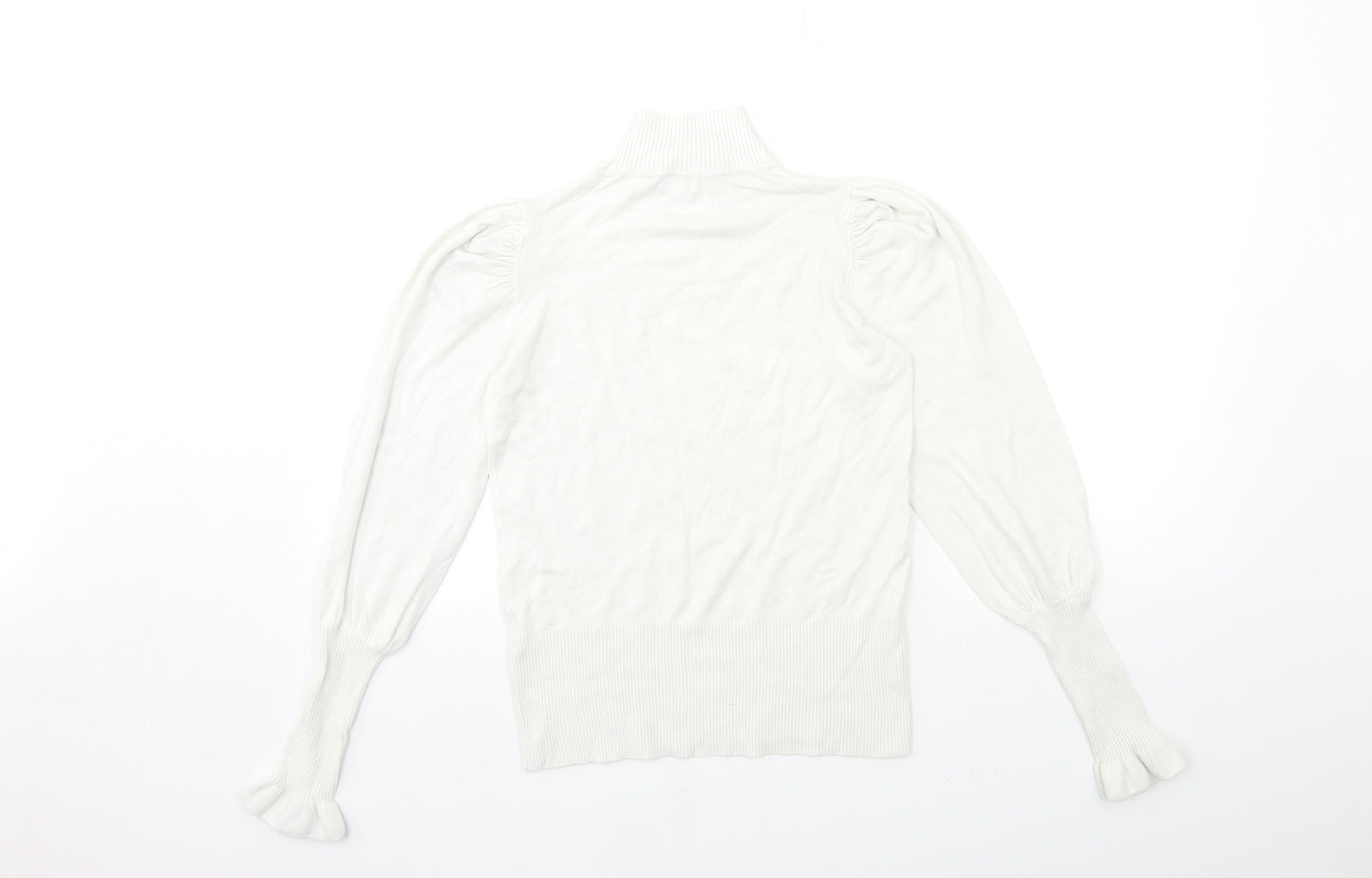 River Island Womens White  Knit Pullover Jumper Size 10  - puff sleeve