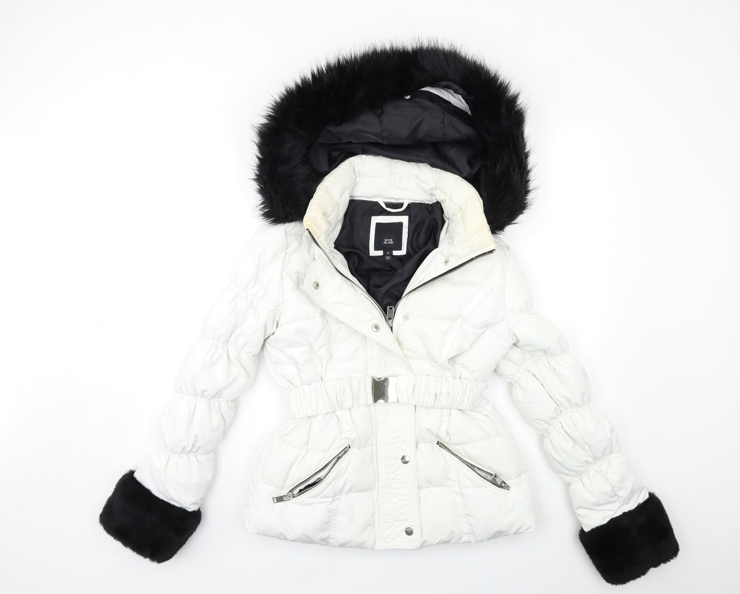 River Island Womens White   Puffer Jacket Coat Size 10