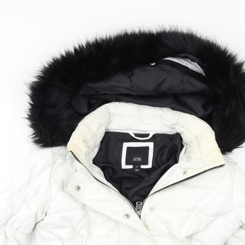 River Island Womens White   Puffer Jacket Coat Size 10