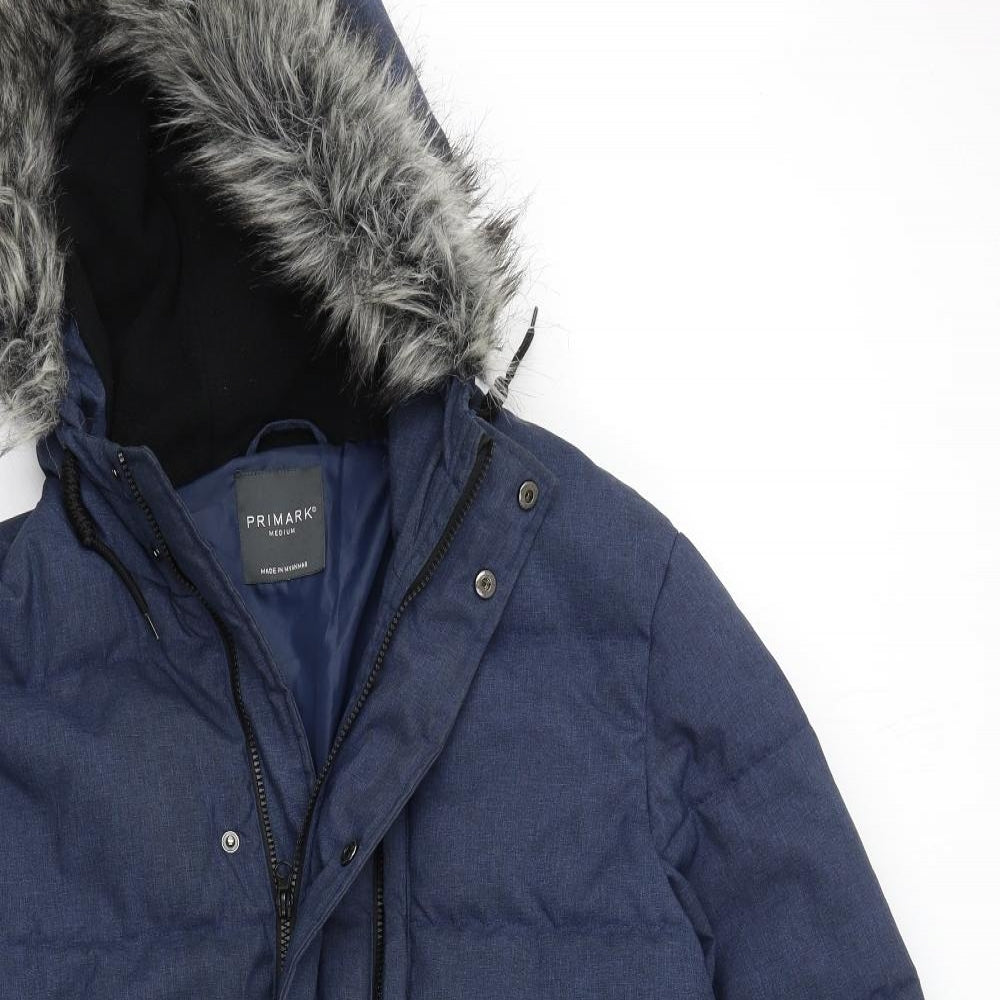 Primark Mens Blue   Parka Coat Size M