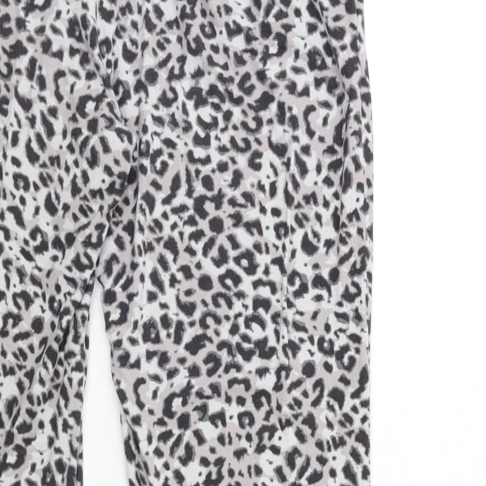 Peacocks Womens Grey Animal Print  Top Lounge Pants Size 10