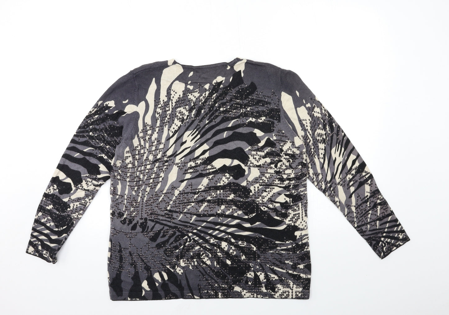 GolleHaug Womens Grey Floral Knit Pullover Jumper Size 18