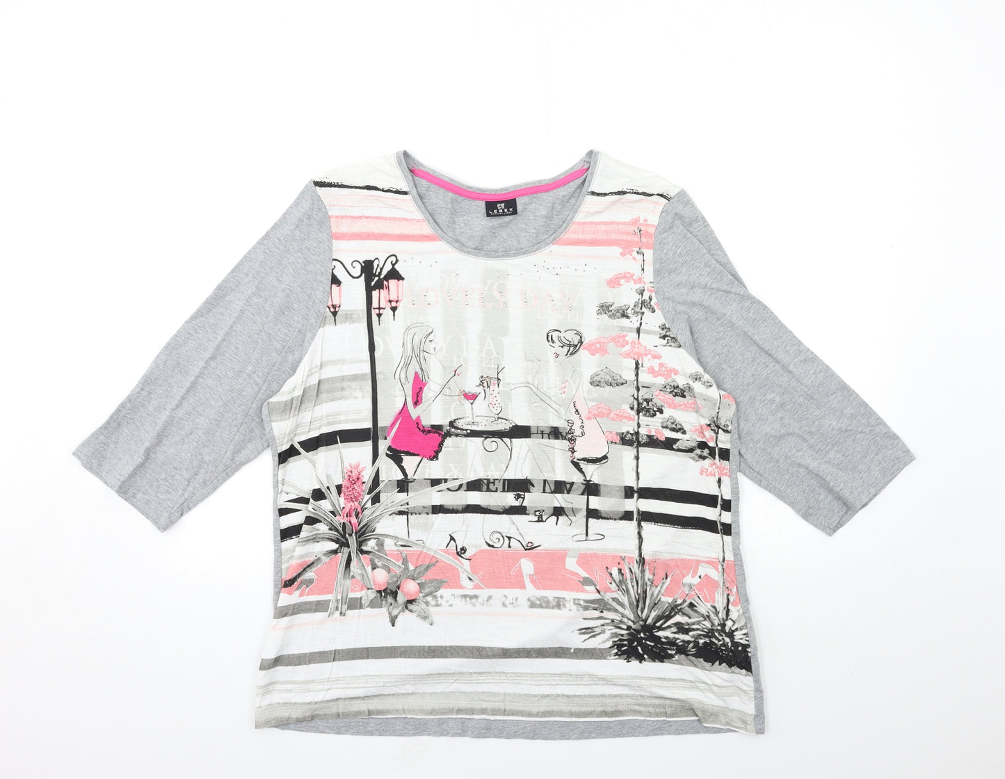 BASSINI Womens Grey   Basic T-Shirt Size 20