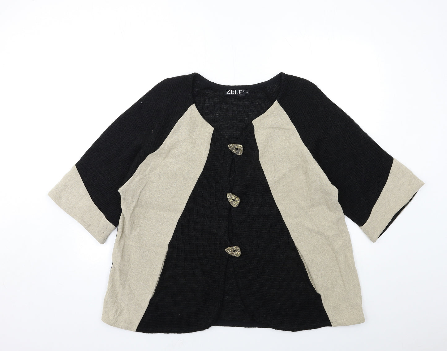 ZELE Womens Black  Knit Cardigan Jumper Size L