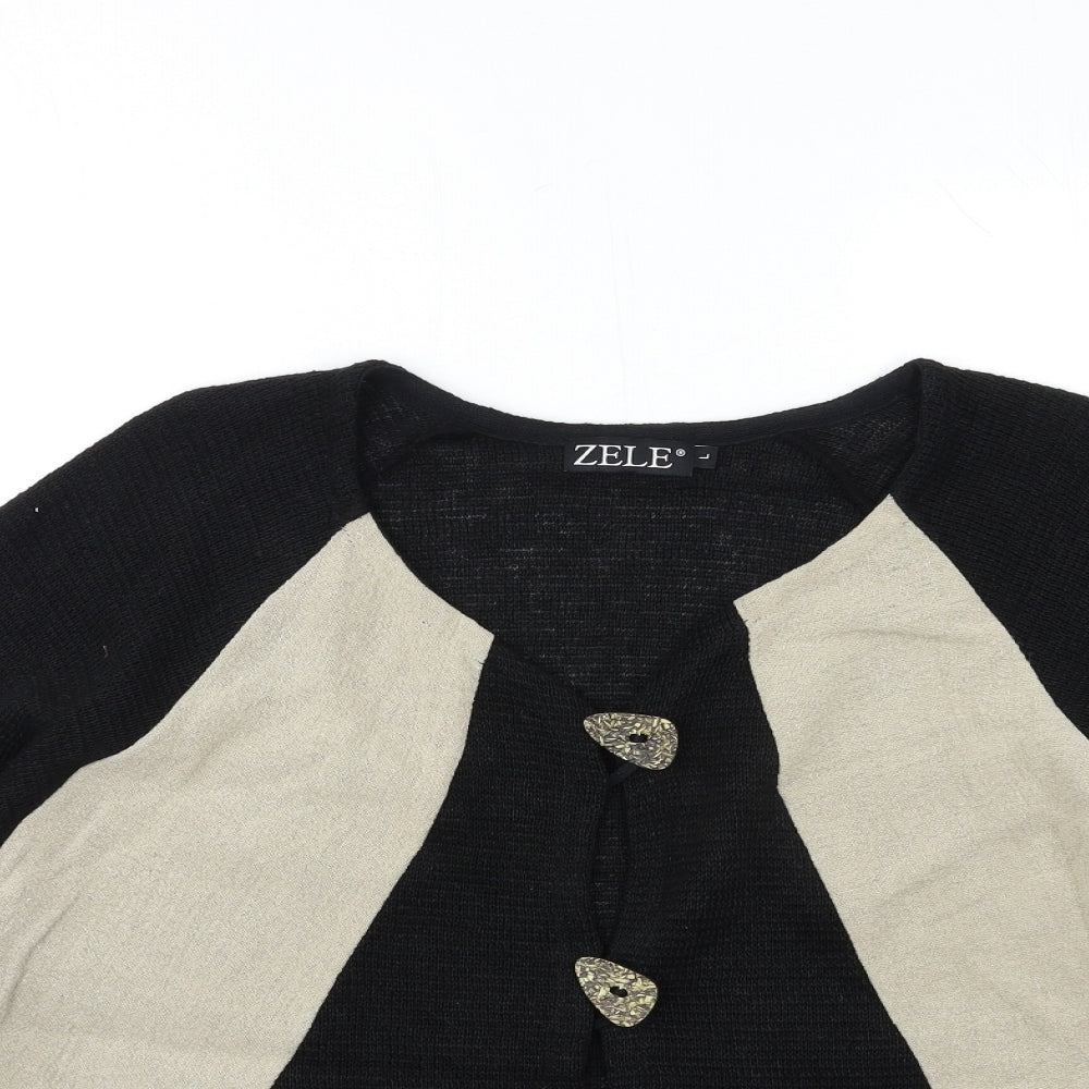ZELE Womens Black  Knit Cardigan Jumper Size L
