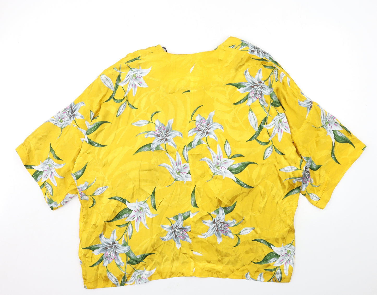 River Island Womens Yellow Floral  Kimono Jacket Size S