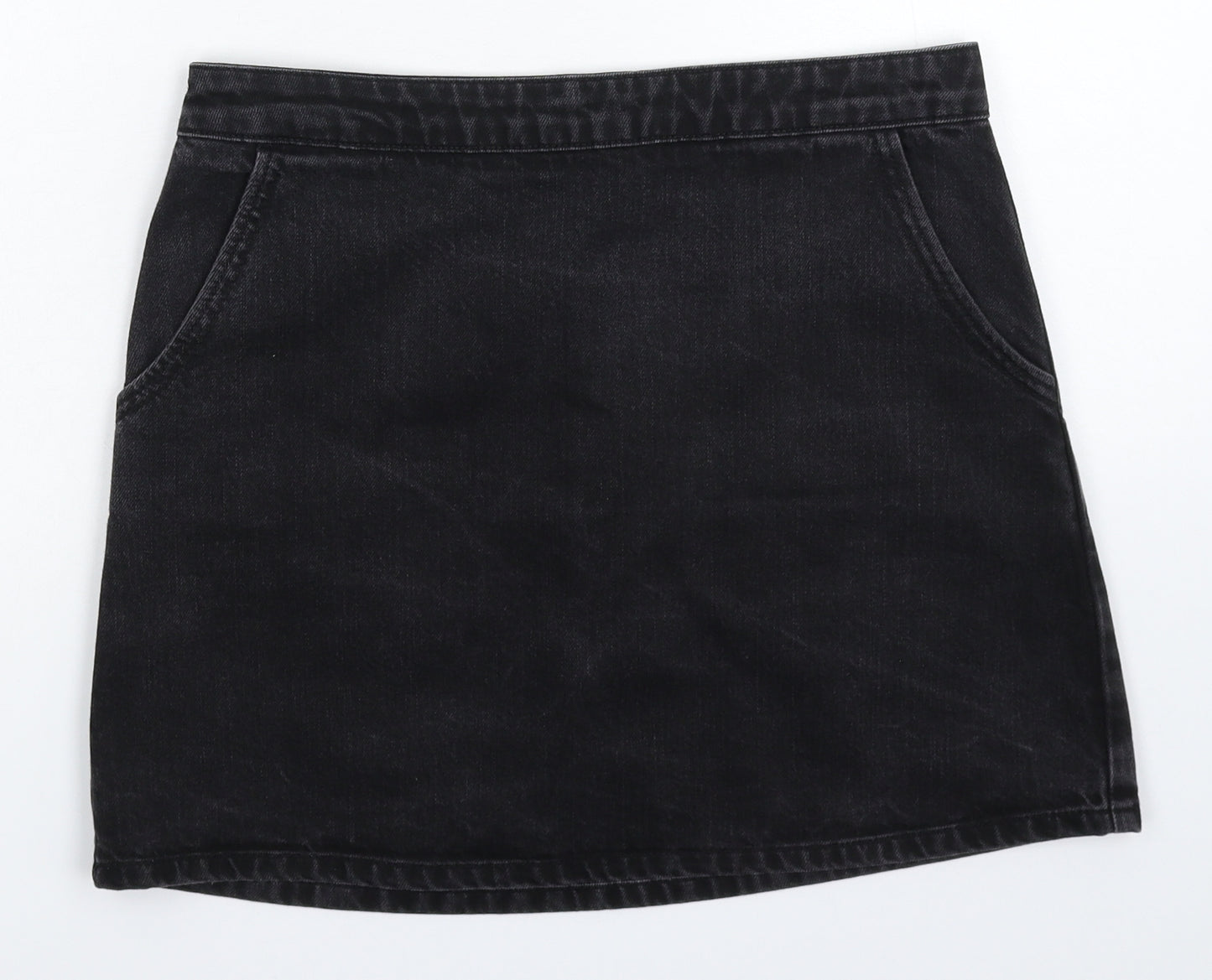 Topshop Womens Black  Denim A-Line Skirt Size 30 in