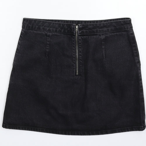 Topshop Womens Black  Denim A-Line Skirt Size 30 in