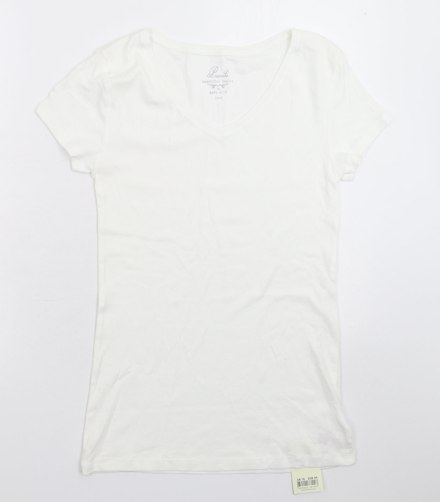 Peacocks Womens White   Basic T-Shirt Size 16