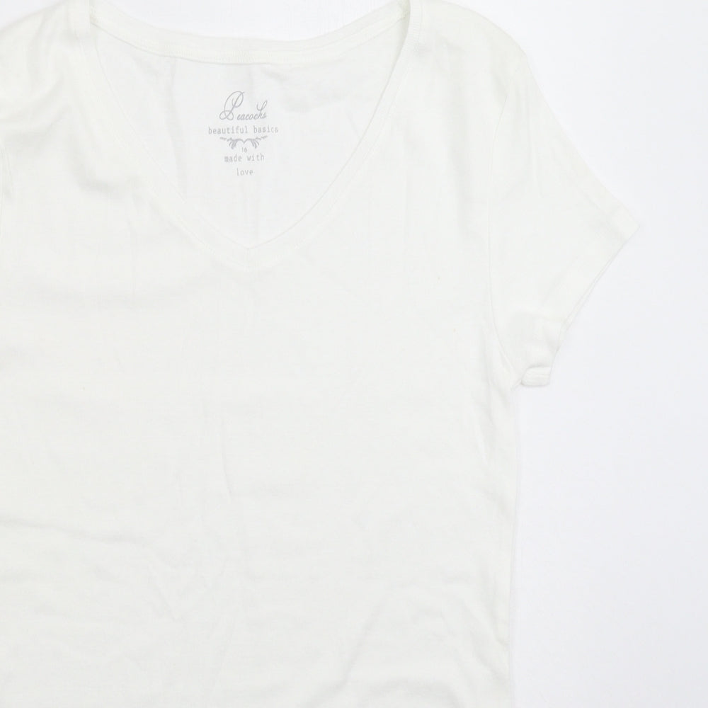 Peacocks Womens White   Basic T-Shirt Size 16