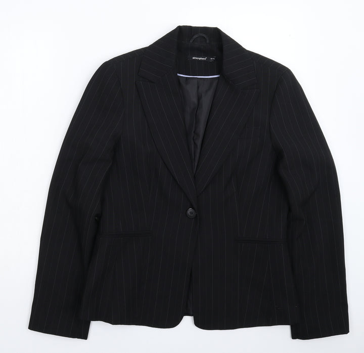 Atmosphere Womens Black Striped Jacket Suit Jacket Size 14
