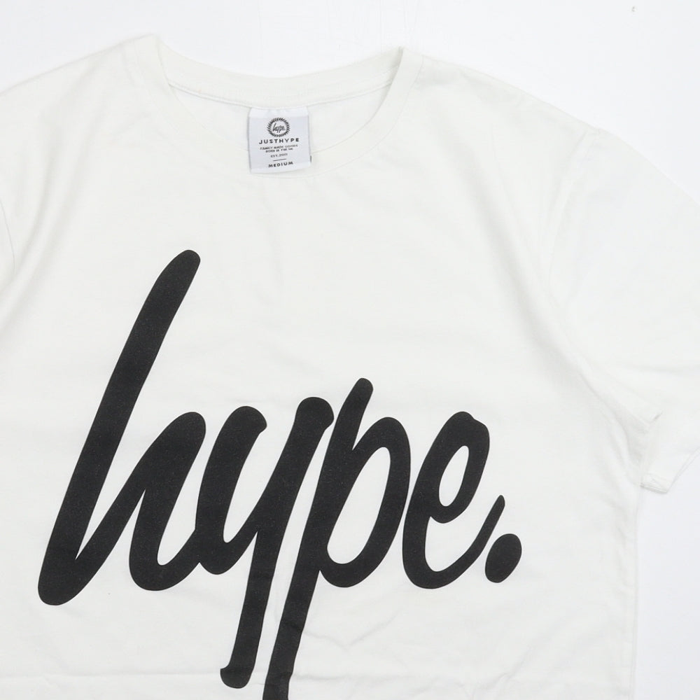 Hype Mens White    T-Shirt Size M