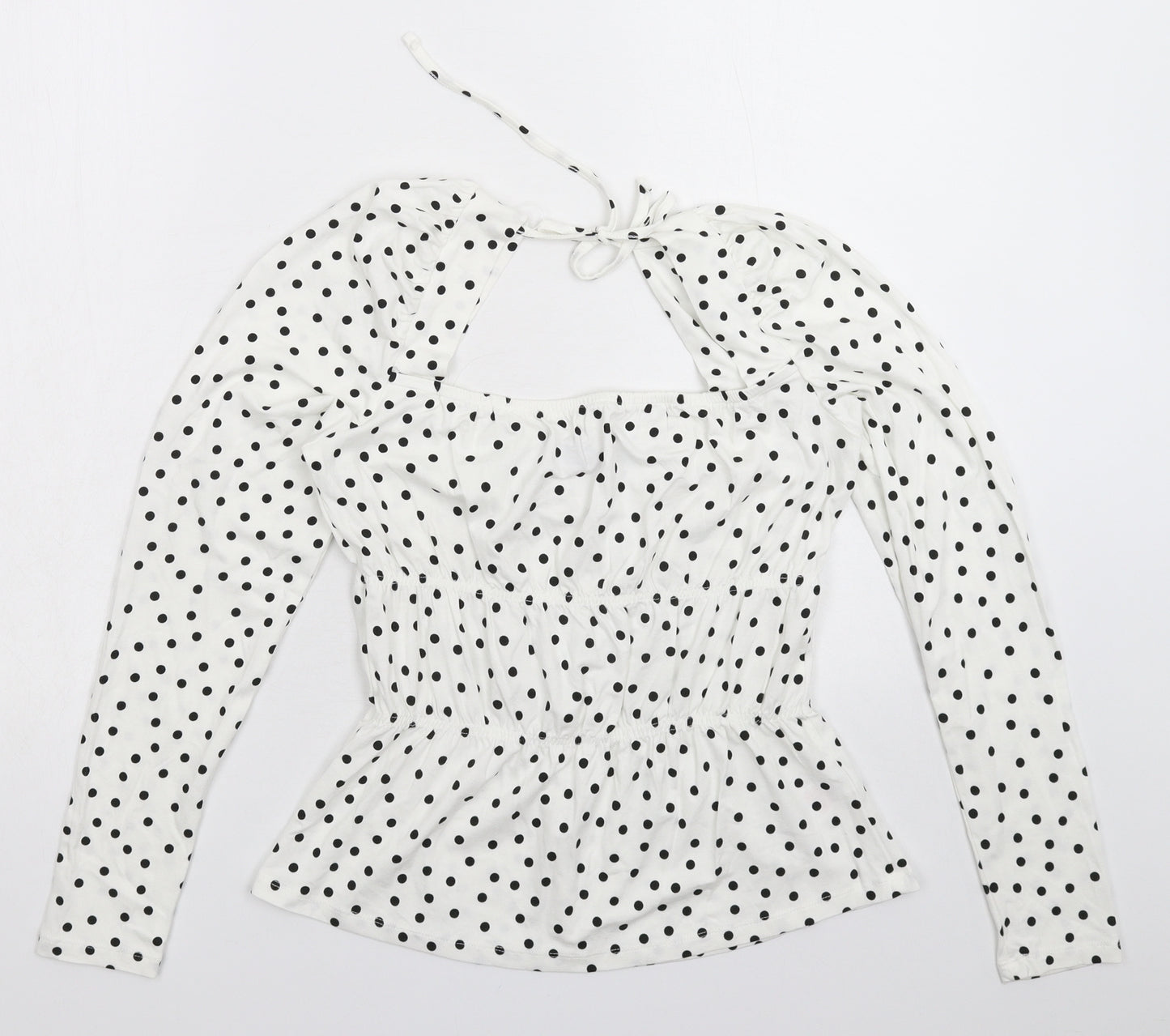 Dorothy Perkins Womens White Polka Dot  Basic T-Shirt Size 10
