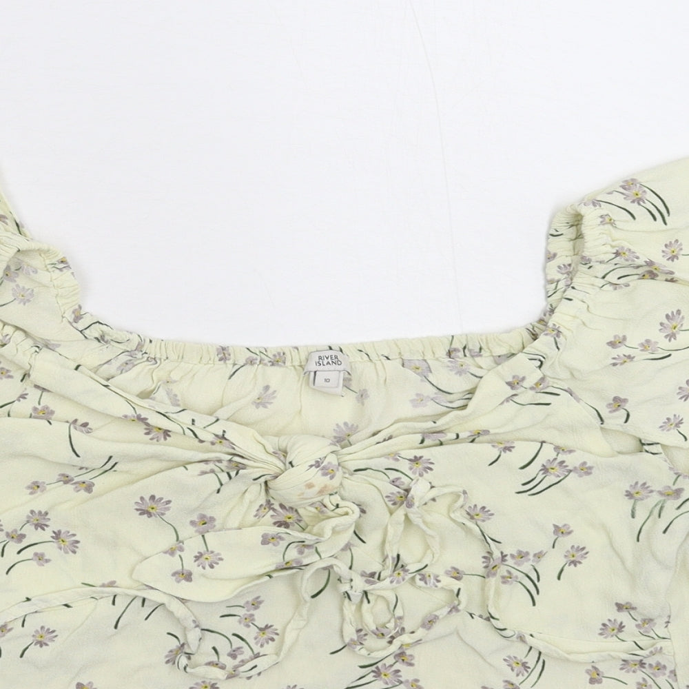 River Island Womens White Floral  Basic Blouse Size 10