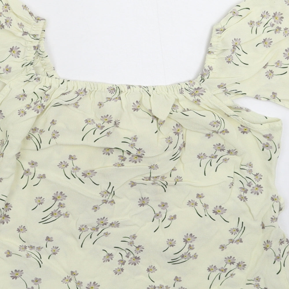 River Island Womens White Floral  Basic Blouse Size 10