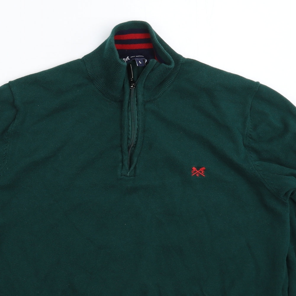 Crew Clothing Mens Green  Knit Pullover Jumper Size L