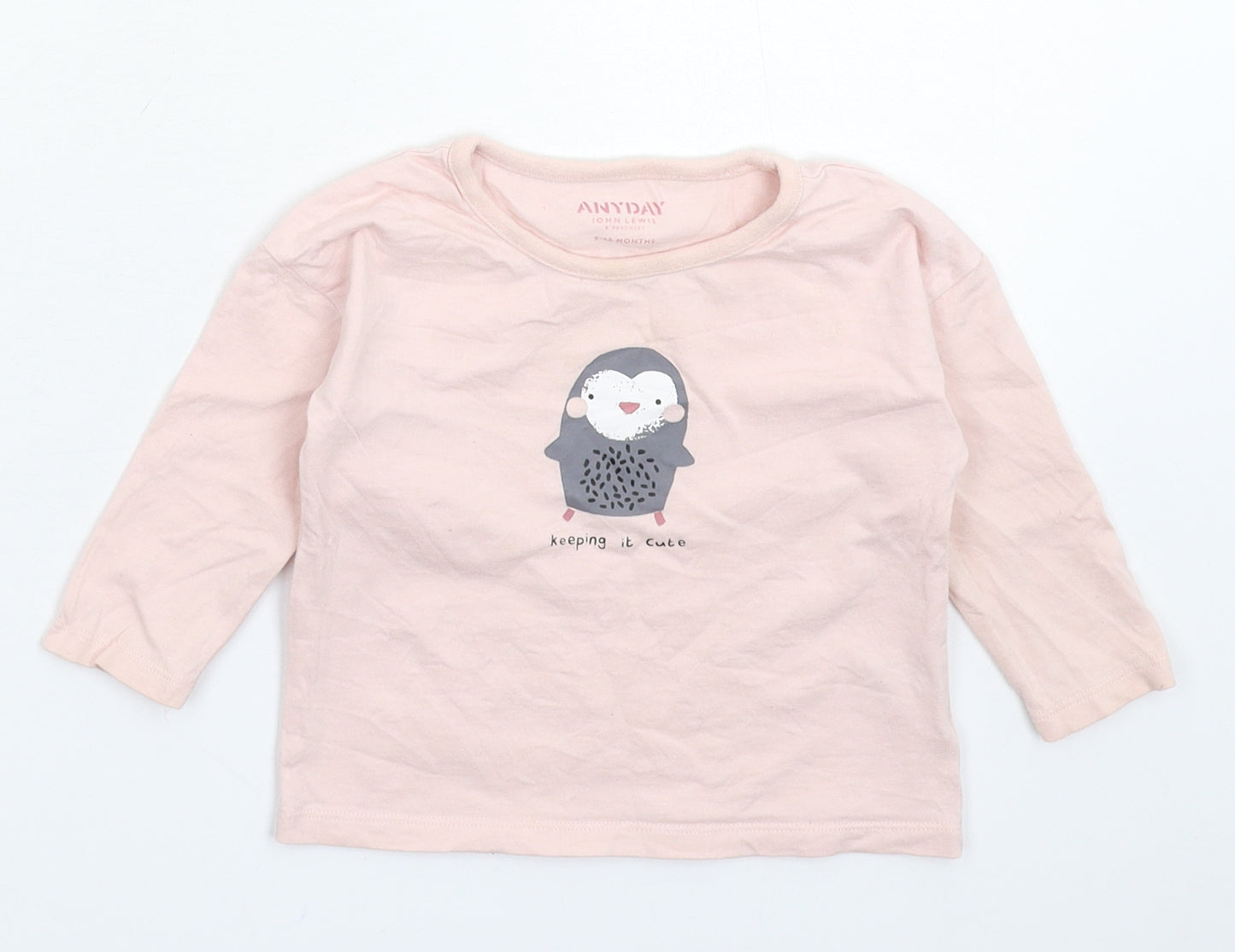 John Lewis Girls Pink   Basic T-Shirt Size 9-12 Months