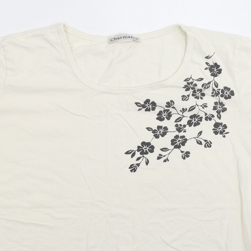 Charmance Womens White   Basic T-Shirt Size 20