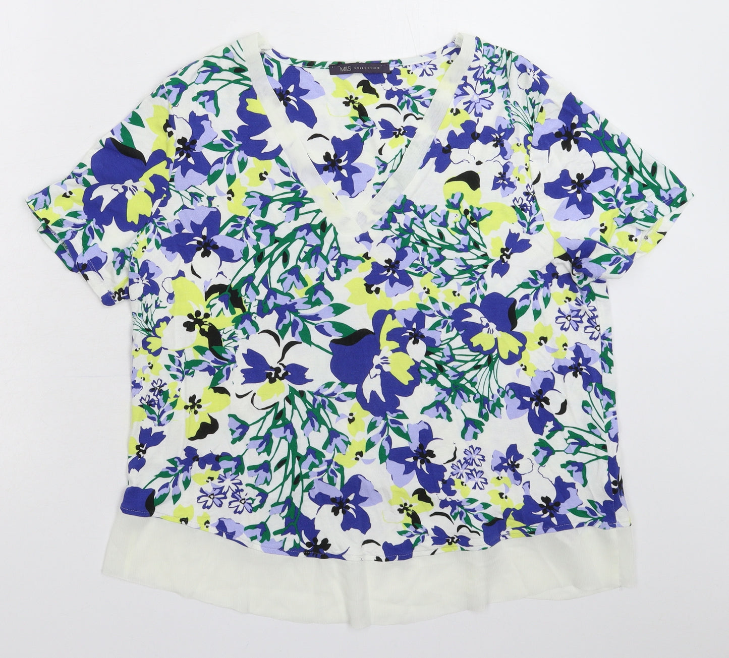 Marks and Spencer Womens Multicoloured Floral  Basic T-Shirt Size 14