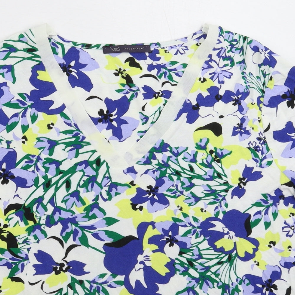 Marks and Spencer Womens Multicoloured Floral  Basic T-Shirt Size 14