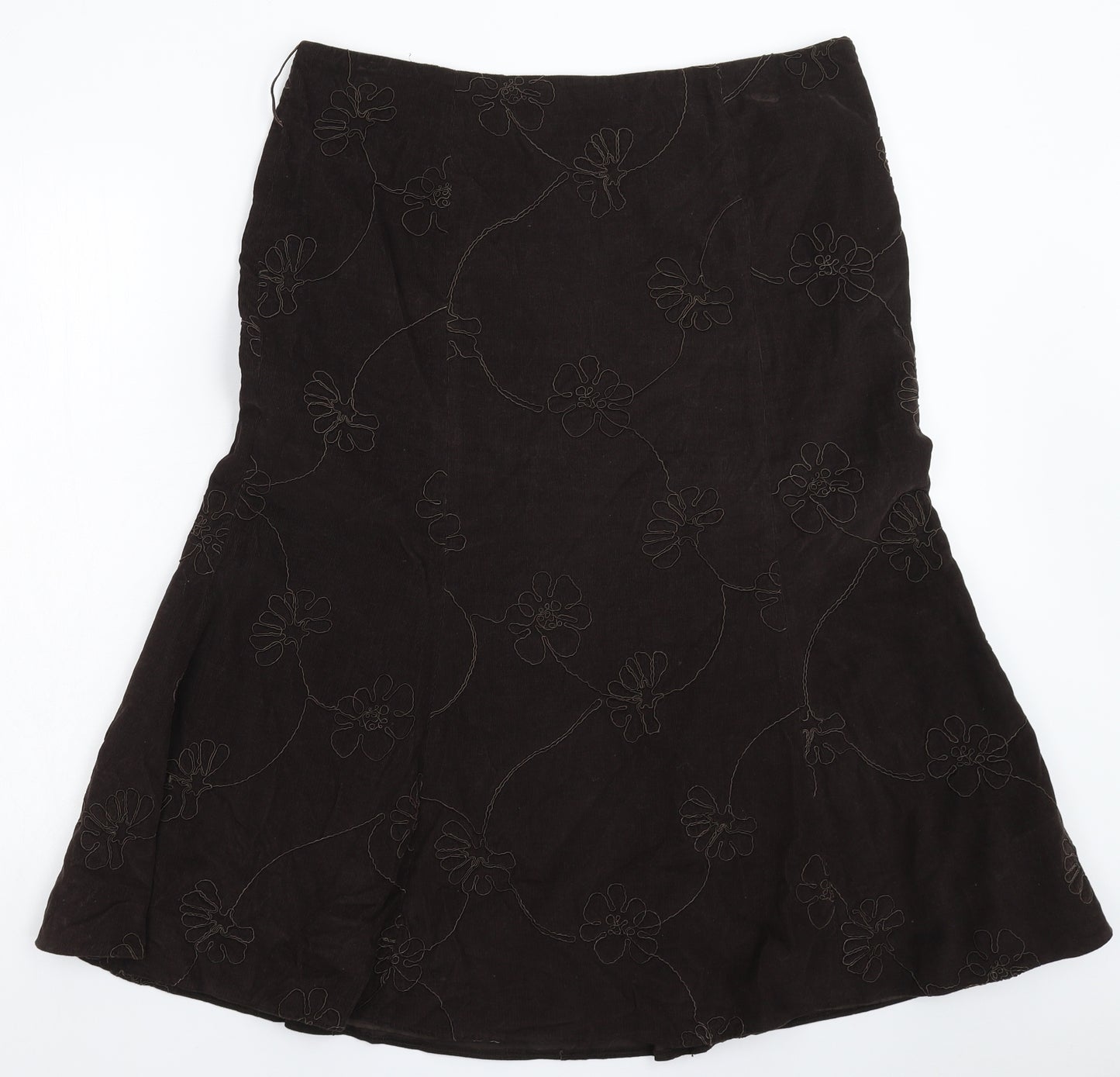 Wallis Womens Grey  Corduroy Flare Skirt Size 16