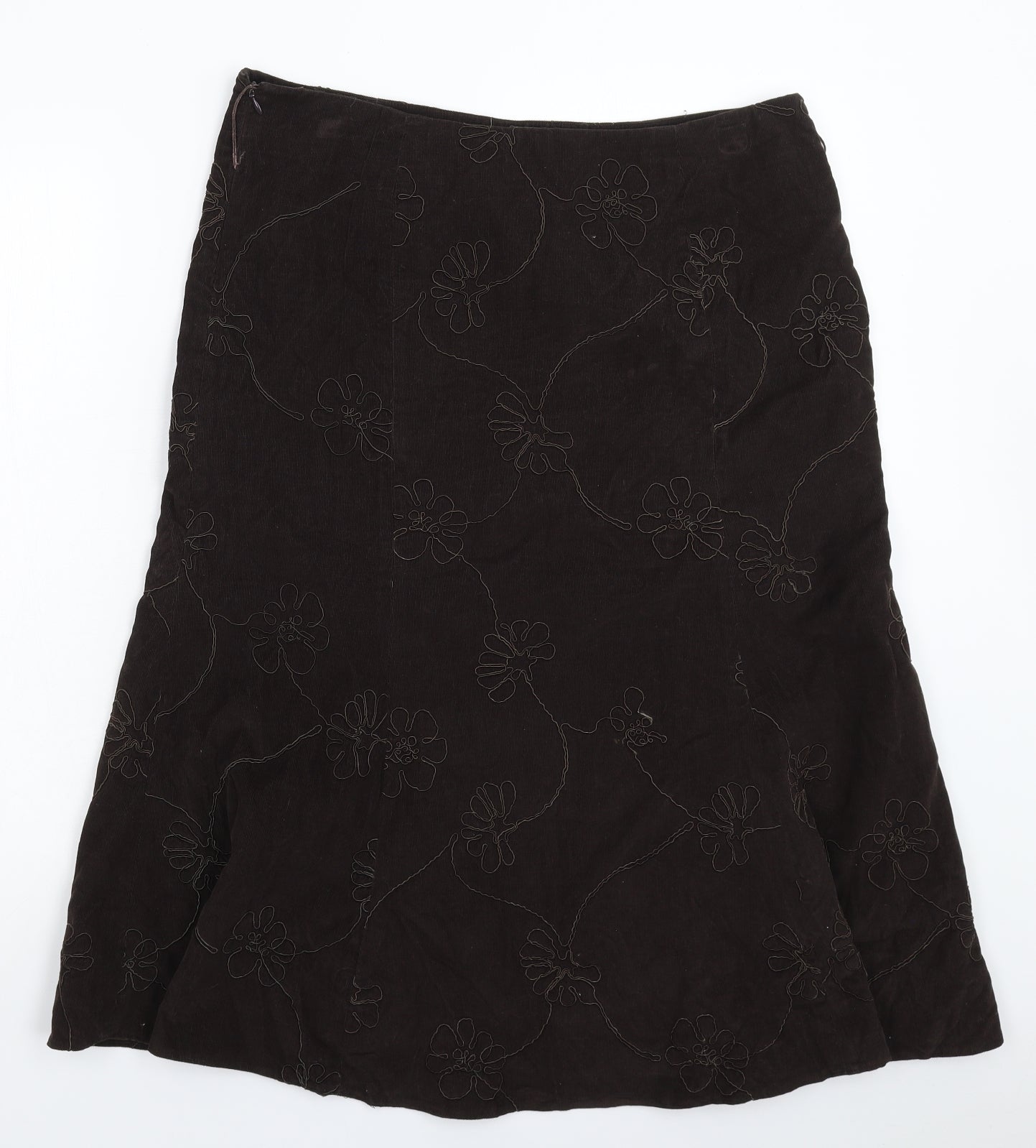 Wallis Womens Grey  Corduroy Flare Skirt Size 16