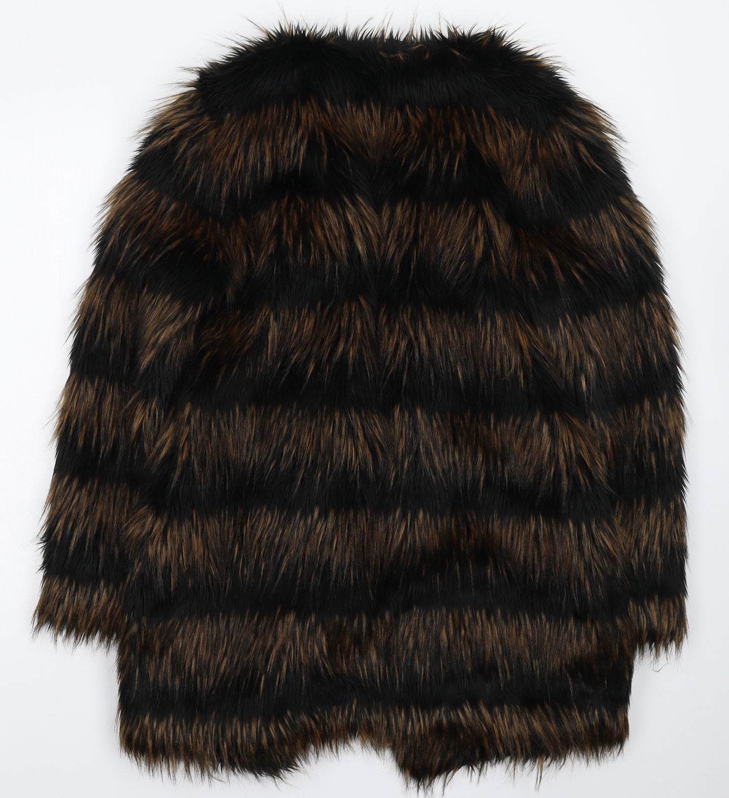 Marks and Spencer Womens Multicoloured Striped  Jacket Coat Size 12  - Faux Fur