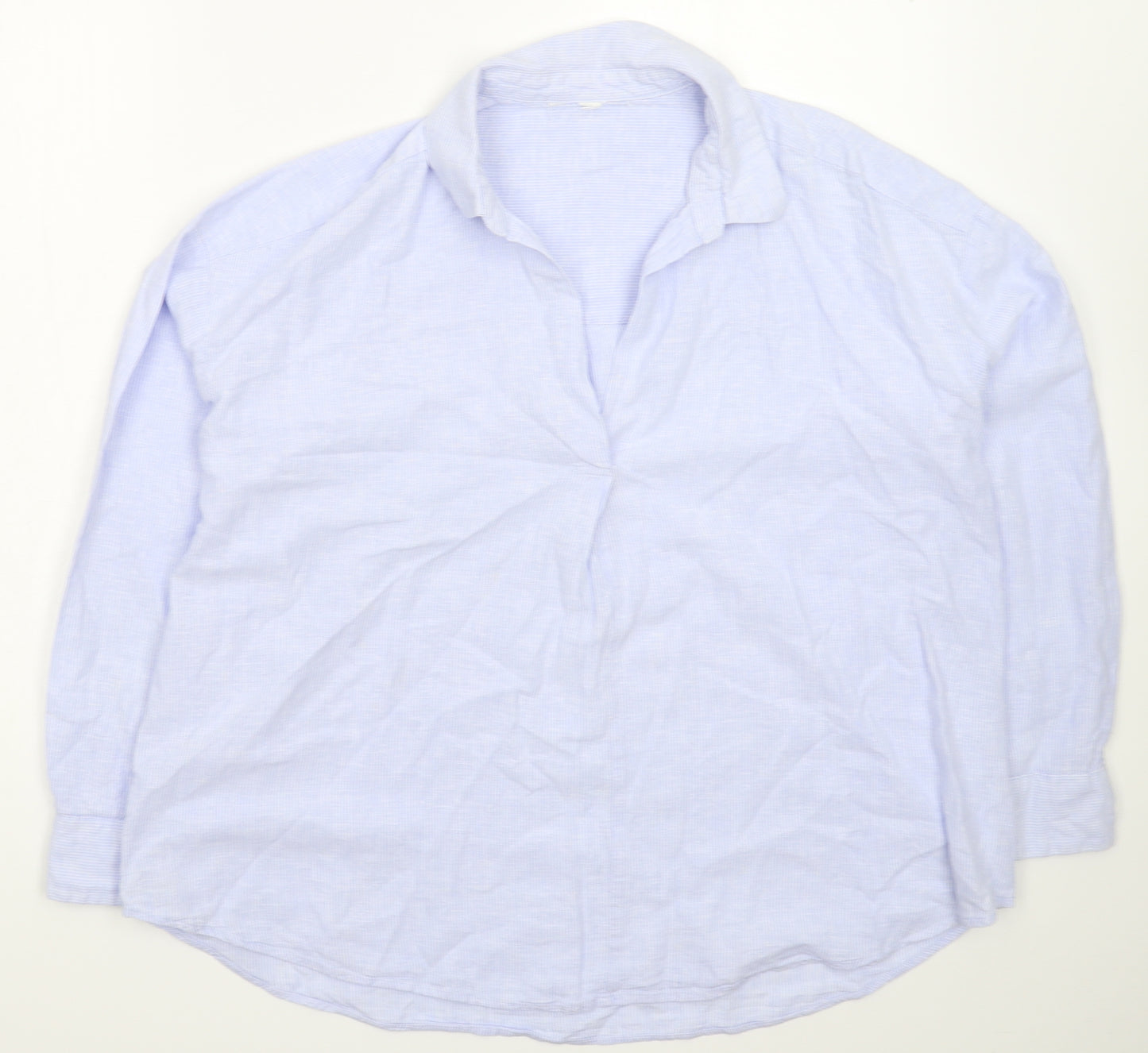 Preworn Womens Blue Striped  Basic Button-Up Size 2XL