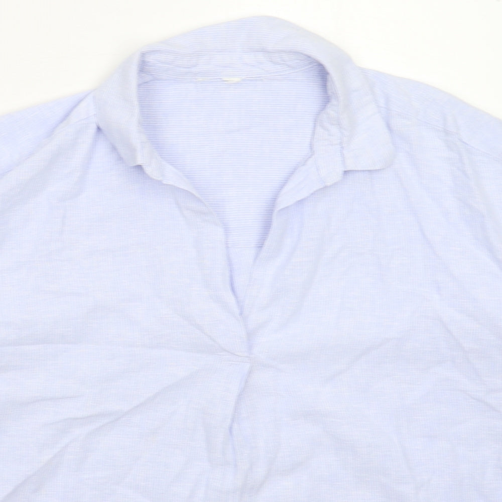 Preworn Womens Blue Striped  Basic Button-Up Size 2XL
