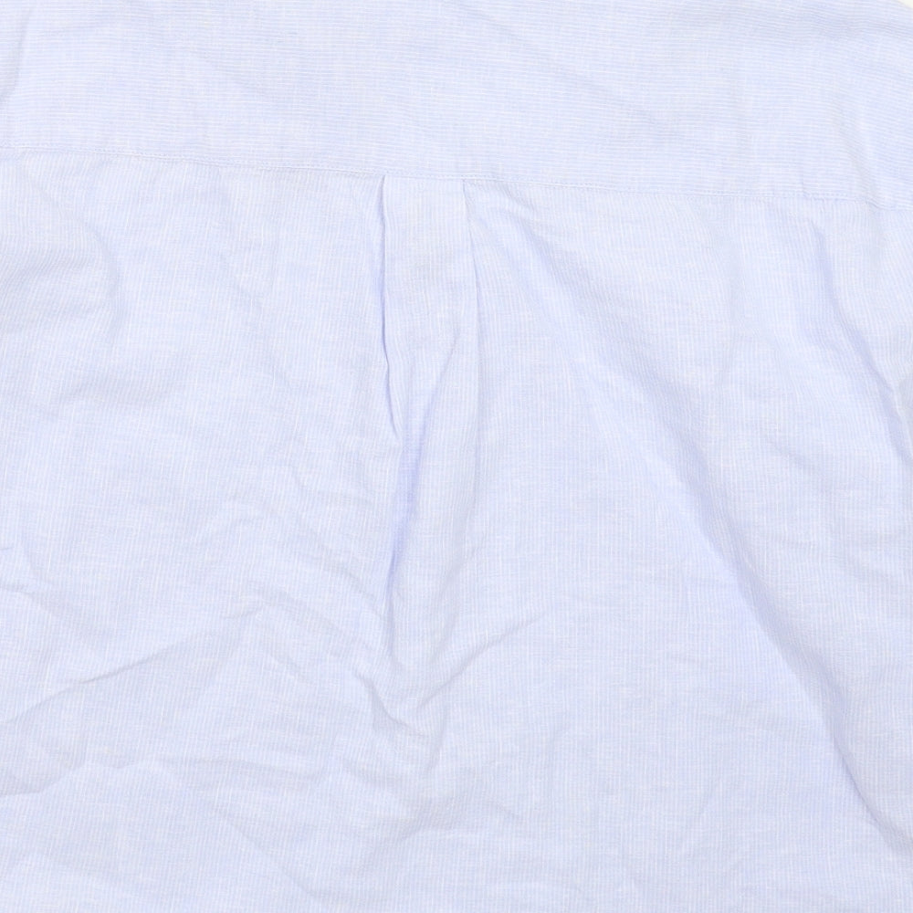Preworn Womens Blue Striped  Basic Button-Up Size 2XL