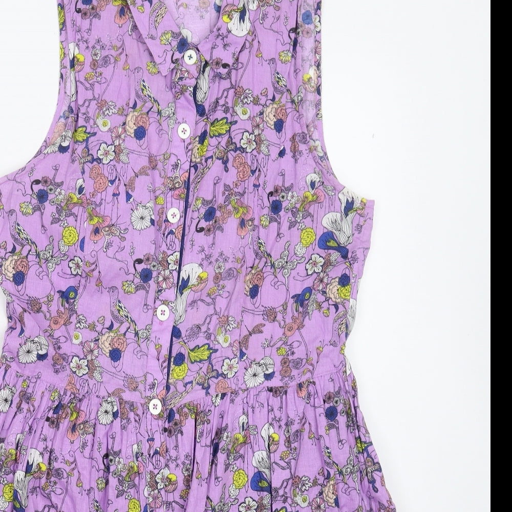 White Stuff Womens Purple Floral  Fit & Flare  Size 14