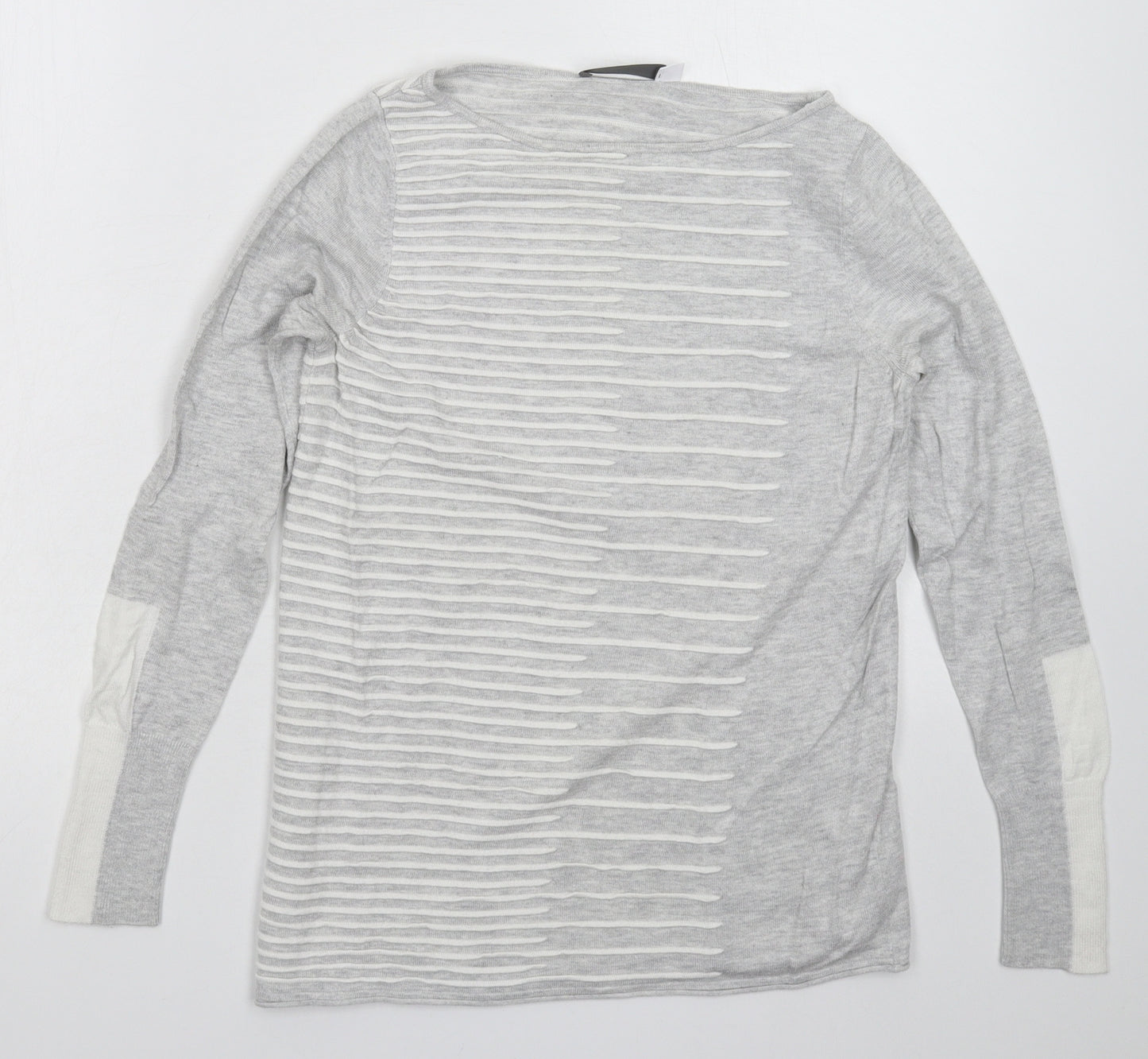 Mint Velvet Womens Grey Striped Knit Pullover Jumper Size 10
