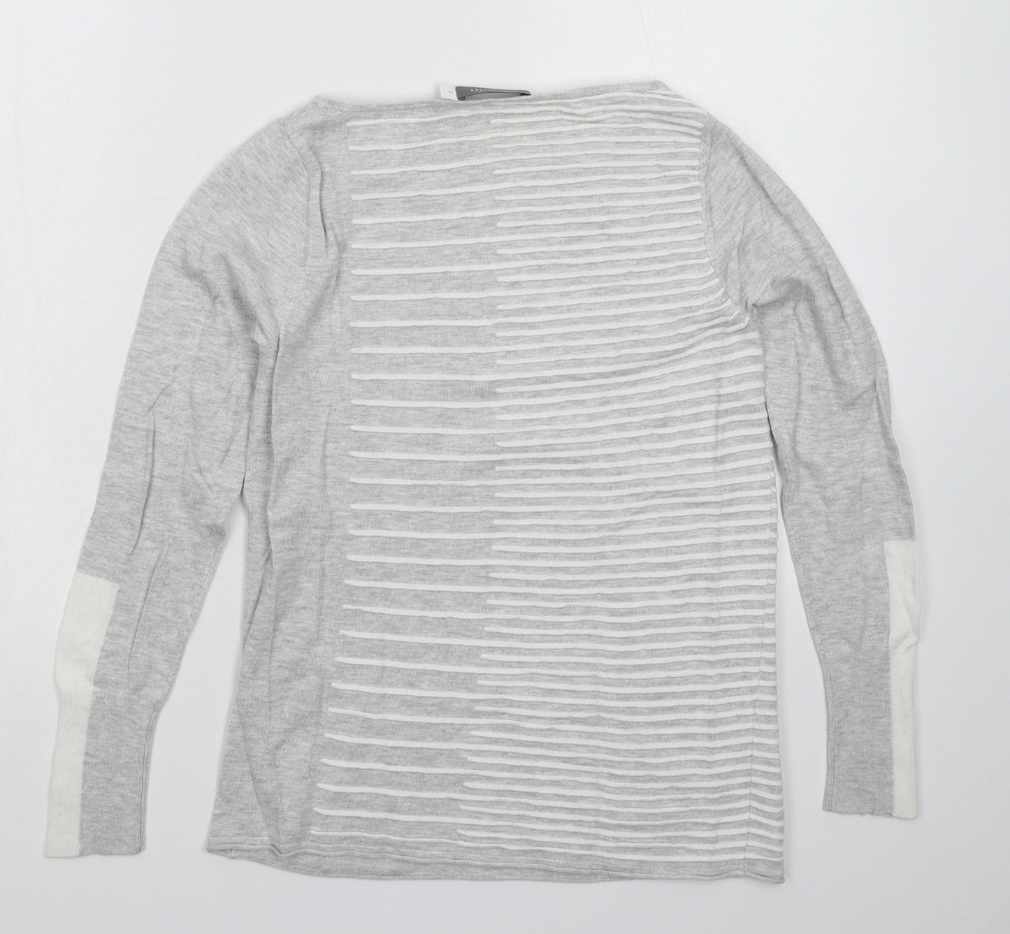 Mint Velvet Womens Grey Striped Knit Pullover Jumper Size 10