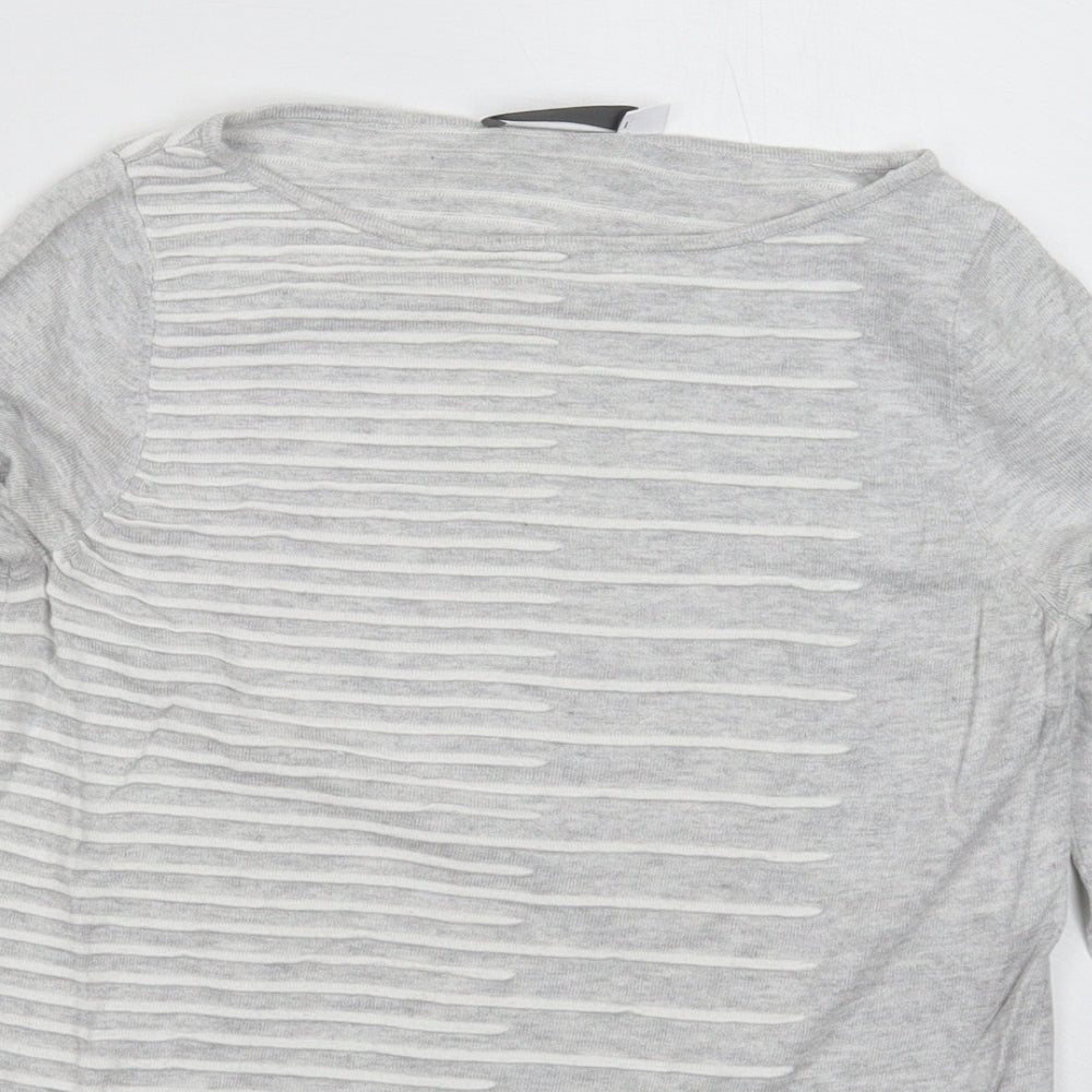 Mint Velvet Womens Grey Striped Knit Pullover Jumper Size 10