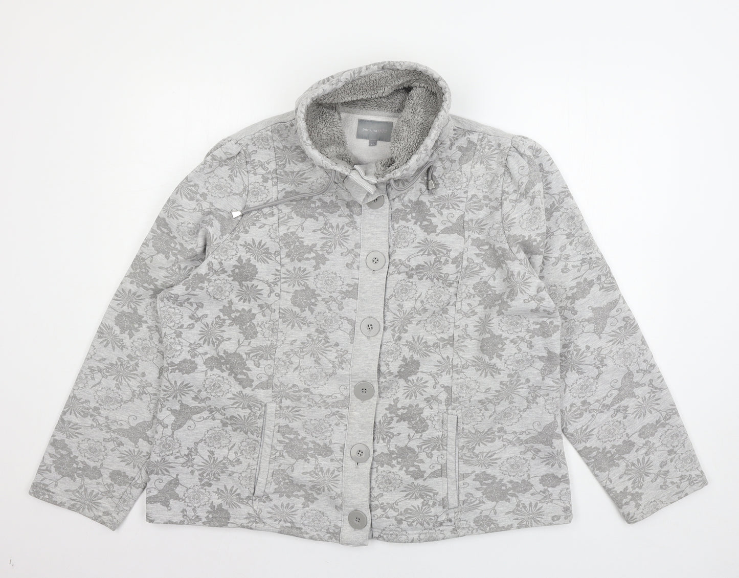 Per Una Womens Grey Floral Jersey Pullover Sweatshirt Size XL