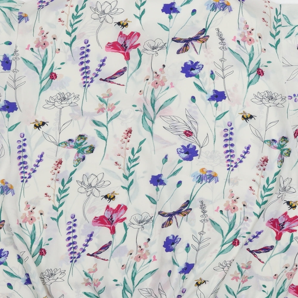 George Womens White Floral  Basic Blouse Size 18