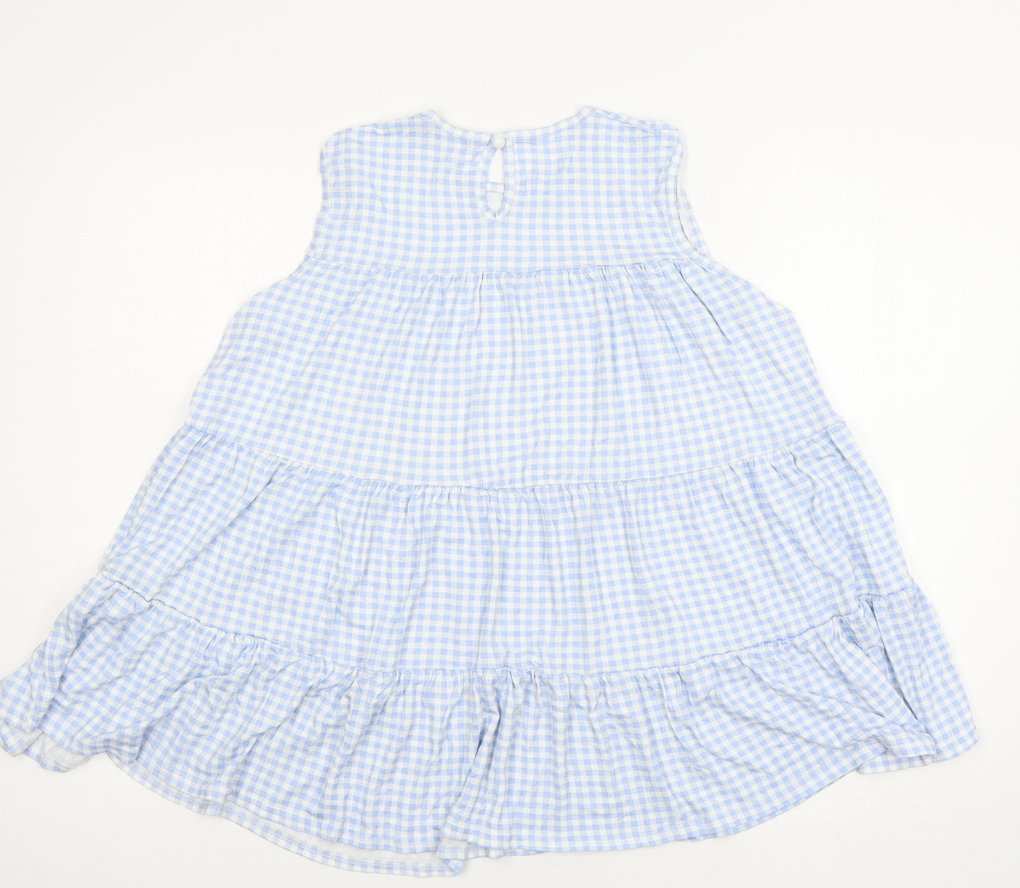 Boohoo Womens Blue Check Jersey Basic Blouse Size 12