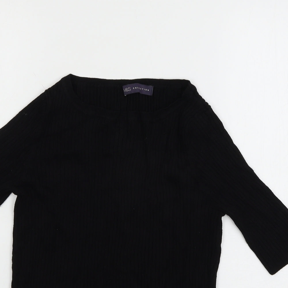 Marks and Spencer Womens Black  Knit Basic T-Shirt Size 16