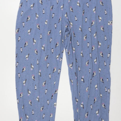 Marks and Spencer Womens Blue Geometric Jersey Capri Pyjama Top Size XL