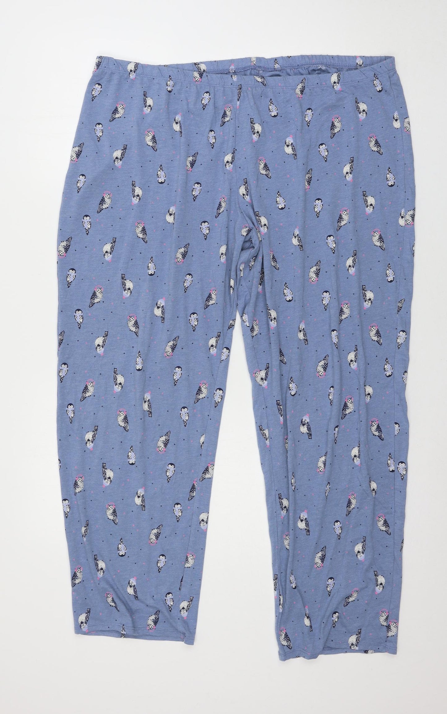 Marks and Spencer Womens Blue Geometric Jersey Capri Pyjama Top Size XL