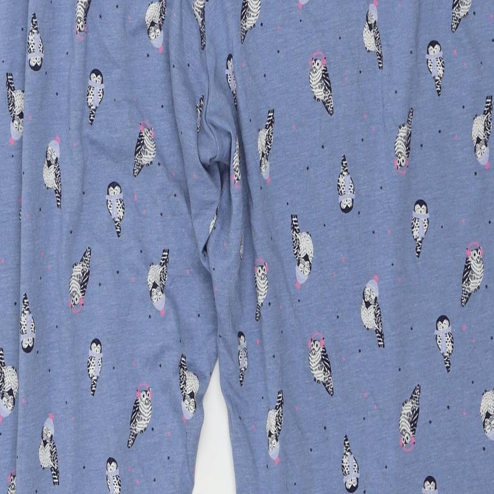 Marks and Spencer Womens Blue Geometric Jersey Capri Pyjama Top Size XL